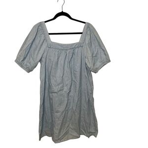 Old Navy Light Blue Puff Sleeve Square Neck Dress — Size Large